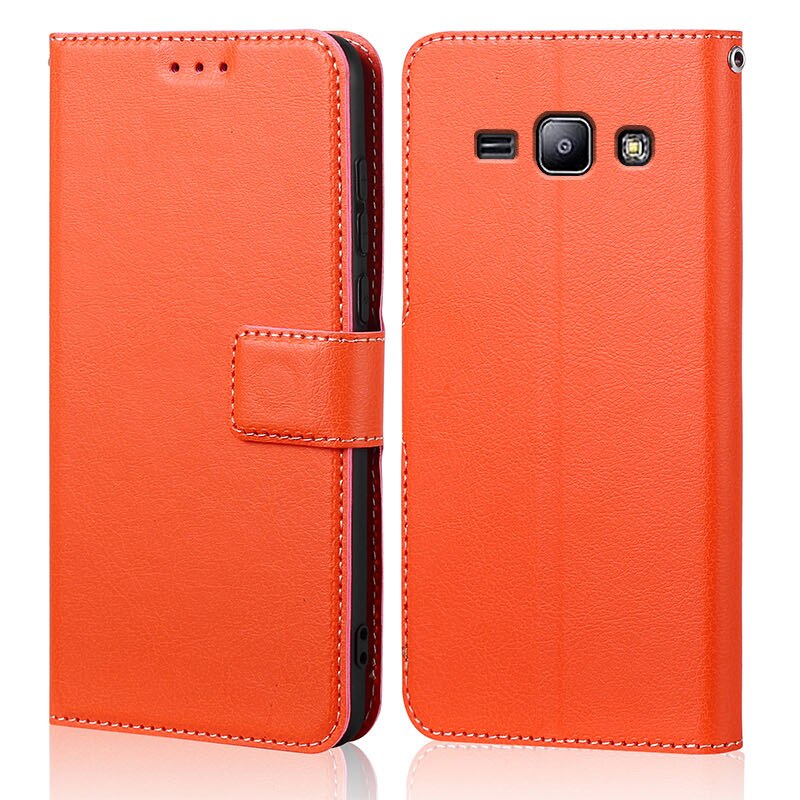 Coque de téléphone portable en cuir PU, étui magnétique rétro pour Samsung Galaxy Grand 2 Duos G7102 G7105 G7106 G7108 G7109 G7100 G71S SM-G7102: Orange