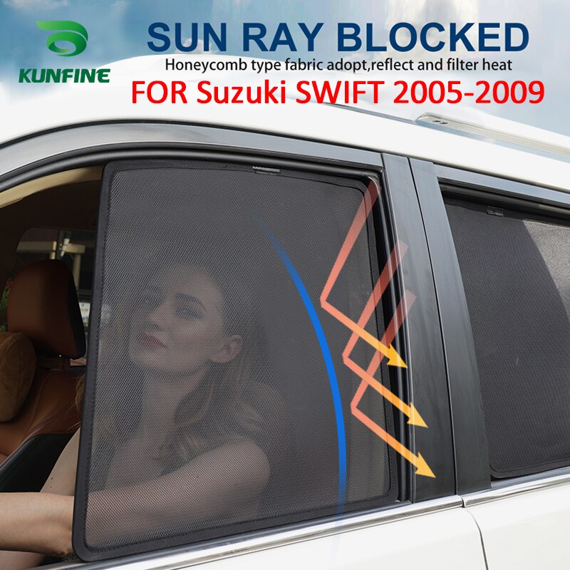 4 Stks/set Of 2 Stks/set Magnetische Auto Side Window Zonneschermen Mesh Schaduw Blind Voor Suzuki Swift 2005 2006 2007 Auto Gordijn
