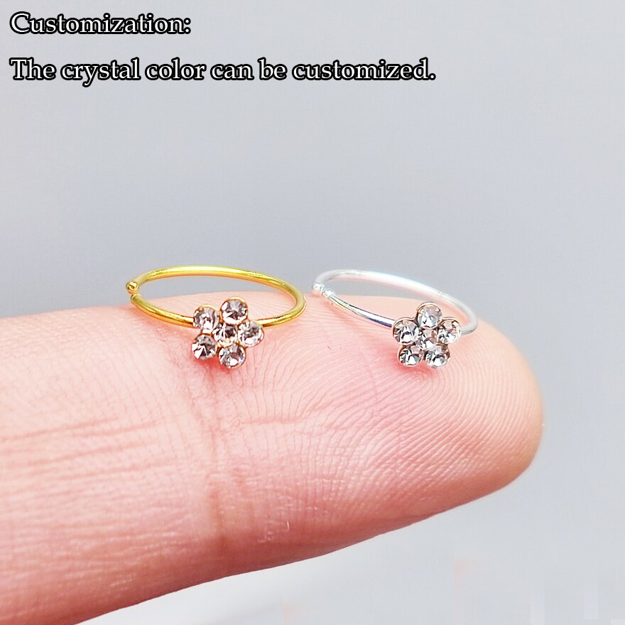 30 Stks/partij 925 Sterling Zilveren Nez Piercing Neus Hoepel Ring Bloem Vorm Lichaam Sieraden