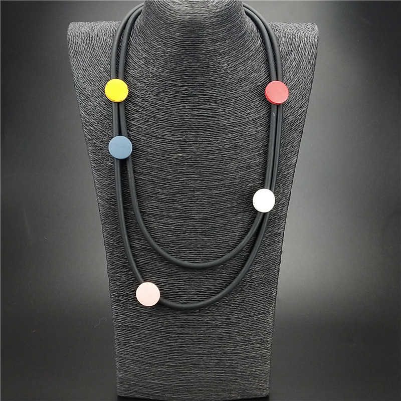 Ukebay Oranje Choker Kettingen Voor Vrouwen Trui Kettingen Hout Ketting Sieraden Gothic Accessoires Rubber Sieraden Kraag