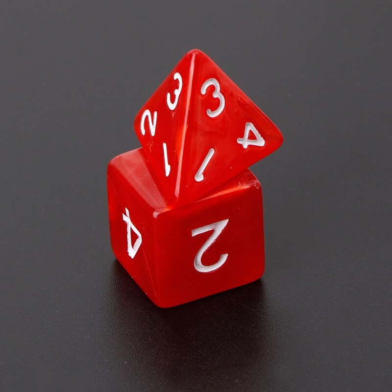 7Pcs Polyhedral Dice White Numbers For Dragon Pathfinder D20 D12 2xD10 D8 D6 D4