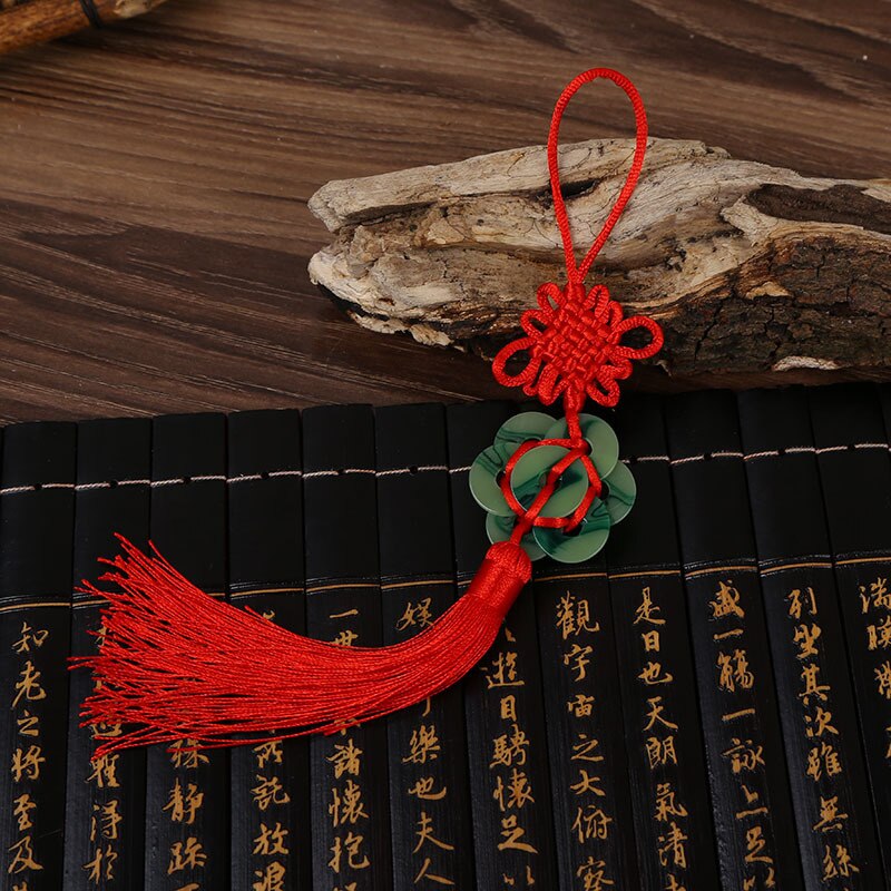 10 Pcs Polyester Chinese Knopen Knopen Lucky Amulet Jade Coin Kwastje China Stijl Fringe Trim Hanger Decoratie voor Thuis