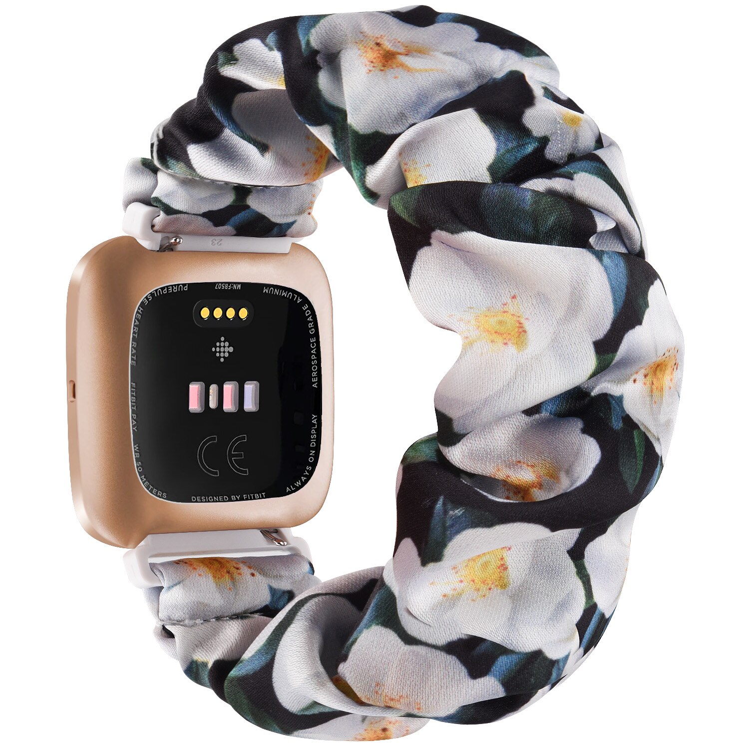 Elastic Fabric Bands For Fitbit Versa 2 Versa Strap Lite Soft Sport Strap Replacement Scrunchie Strap for Versa Versa 2 Band: Green White / Size S