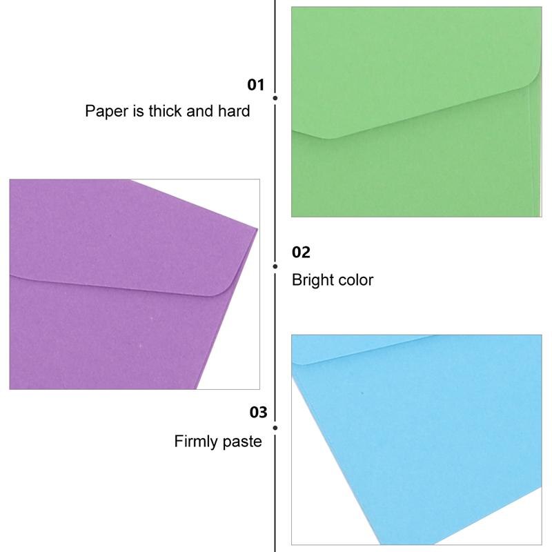 120Pcs Mini Envelopes Small Greeting Card Message Card Letter Stationary Storage Paper (Random Color)