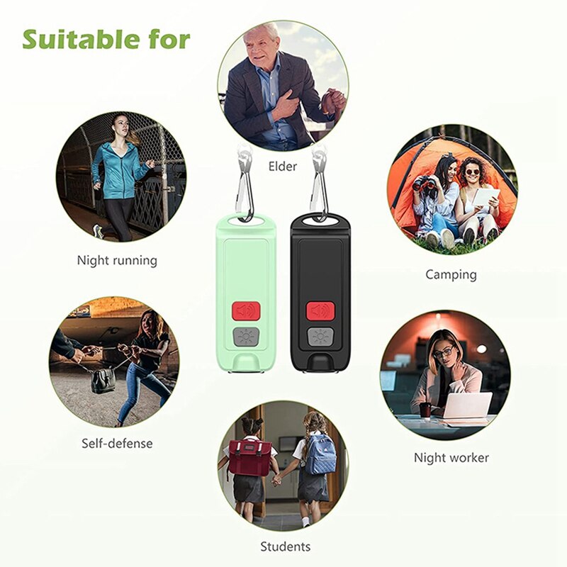 Personal Alarm For Women,130DB Safe Sound Security Alarm Keychain,Emergency Siren With LED Lights,For Children,Elderly