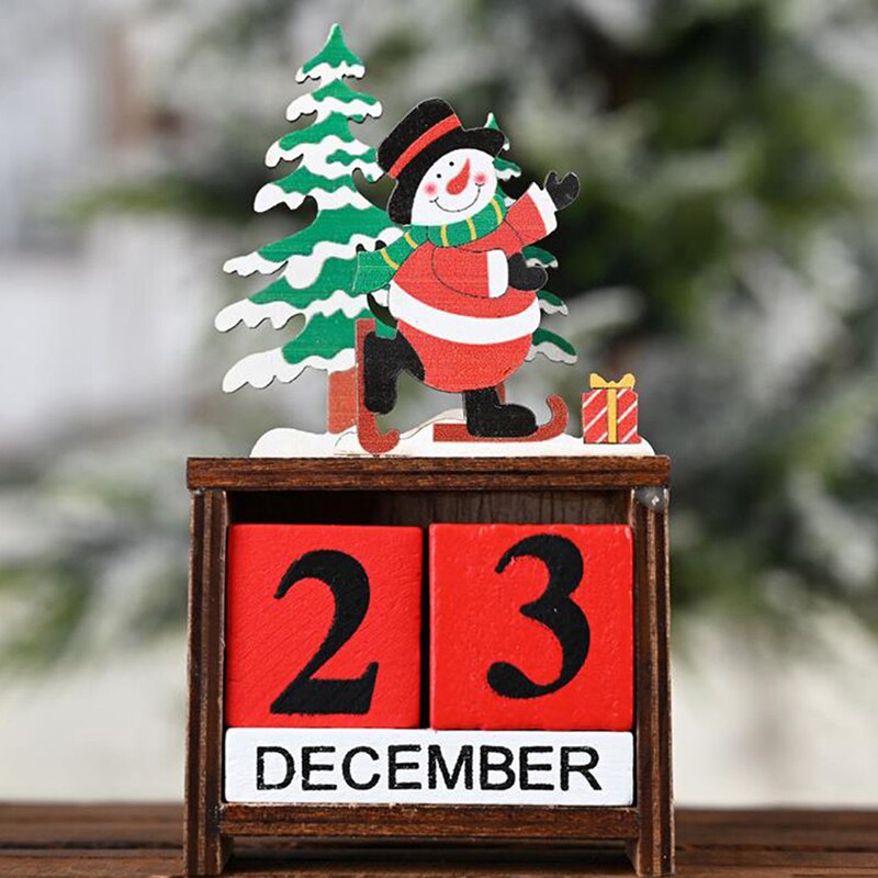 Wooden Christmas Countdown Advent Calendar Xmas Desktop Ornament Home Decor: snowman