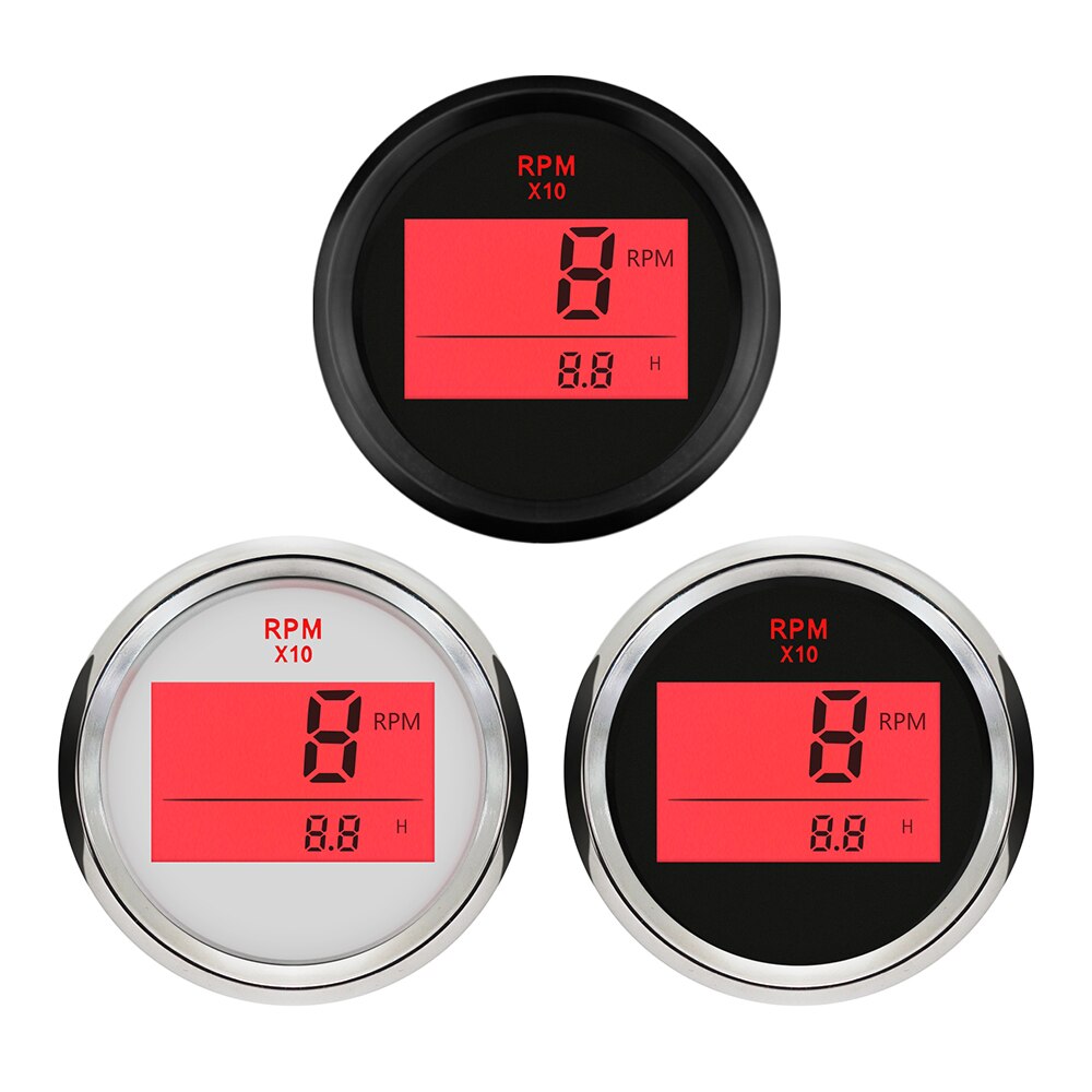 ELING Digitale Toerenteller RPM Meter met Uurmeter voor Autovrachtwagen Boot Jacht 0-9990RPM 52mm (2 inch) met Backlight