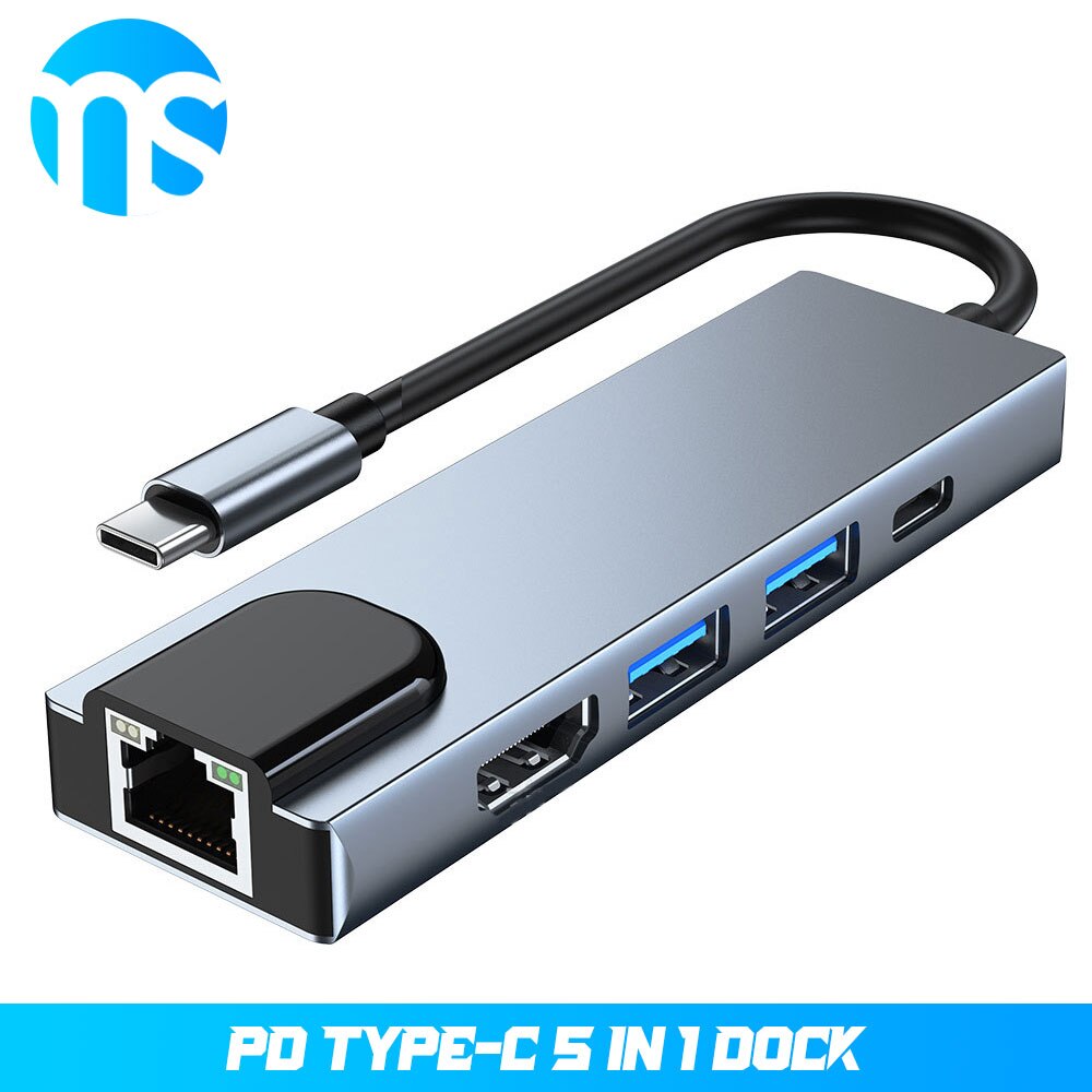 Tipo c hub 5-in-1multiport adaptador doca com usb 3.0 4k hdmi pd passar através de carregamento para macbook pro ar ipad pro xps portátil: Default Title