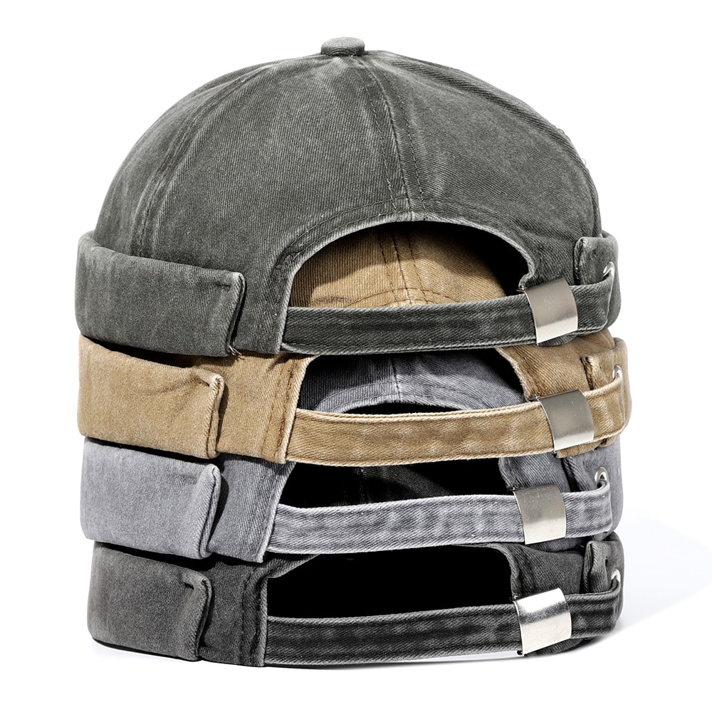 2022 Lente Zomer Mannen Sailor Hoed Beanie Solid Kleur Pier Hoed Mannen Mode Meloen Lederen Hoed Straat Hip hop Hoed Wrap Hoofd Hoed