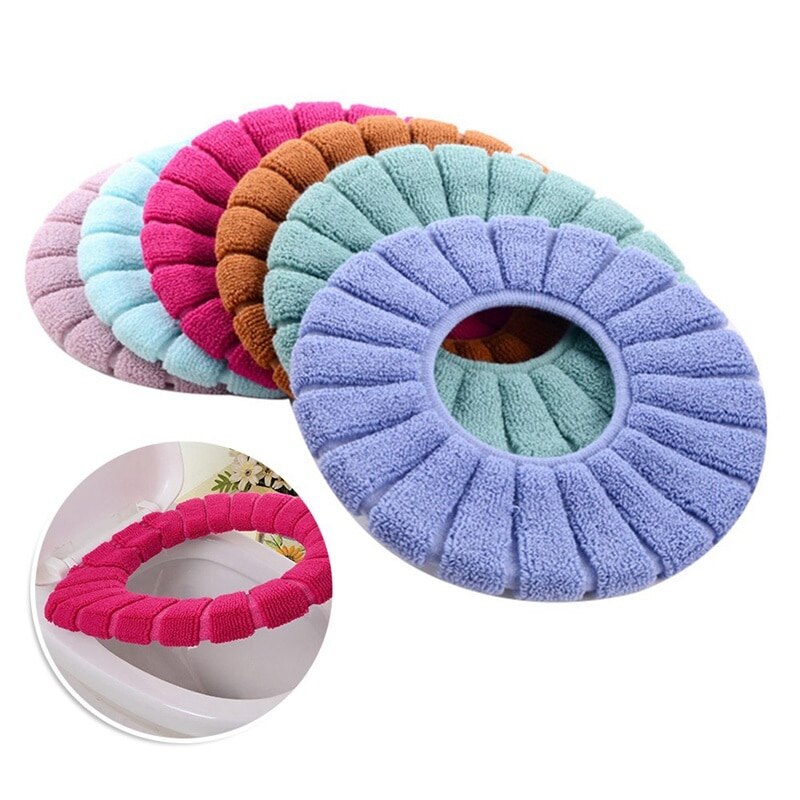 Bathroom Toilet Seat Comfortable Velvet Coral Toilet Household Closes tool Soft Mat Seat Soft Case Lid Winter