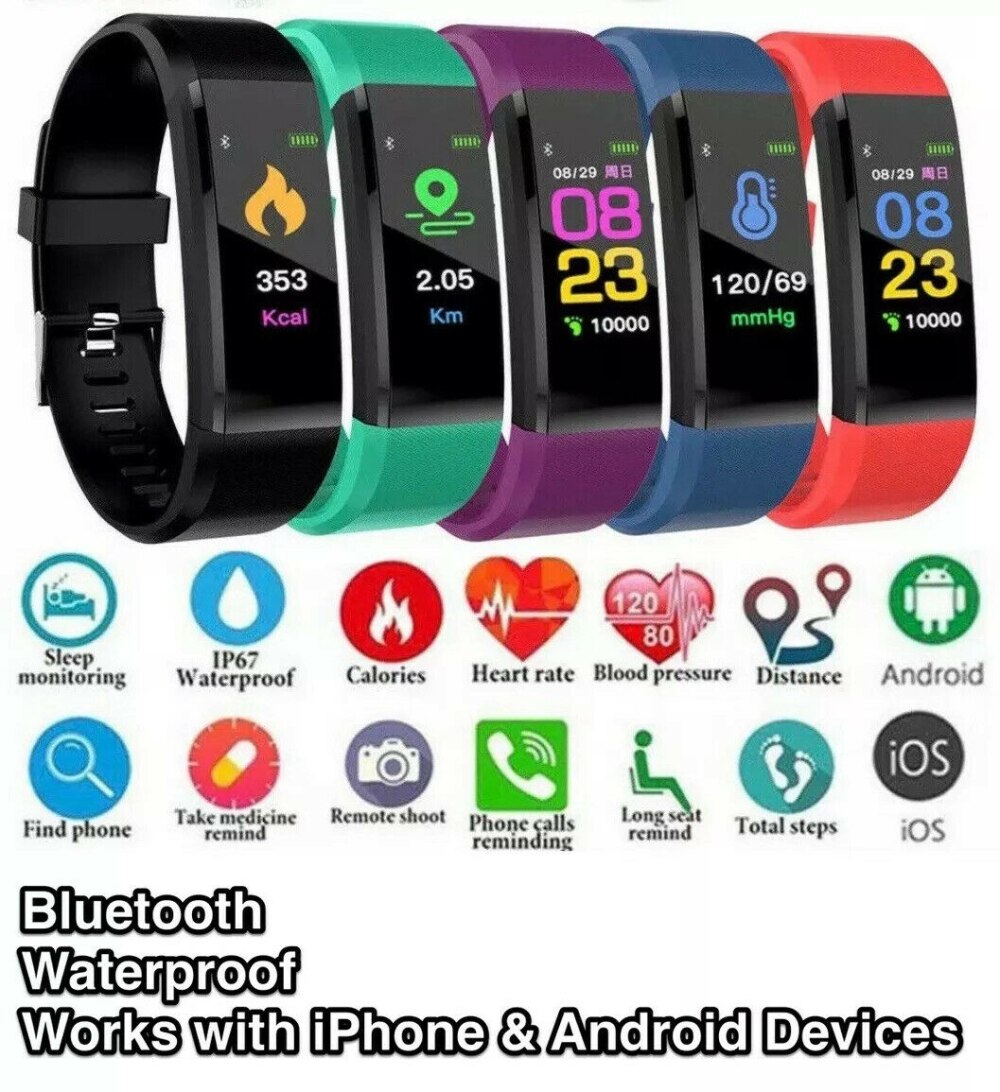 115Plus Sport Smart Horloge Armband Hartslag Bloeddruk Mannen Smart Horloges Android Fitness Tracker Smart Polsband