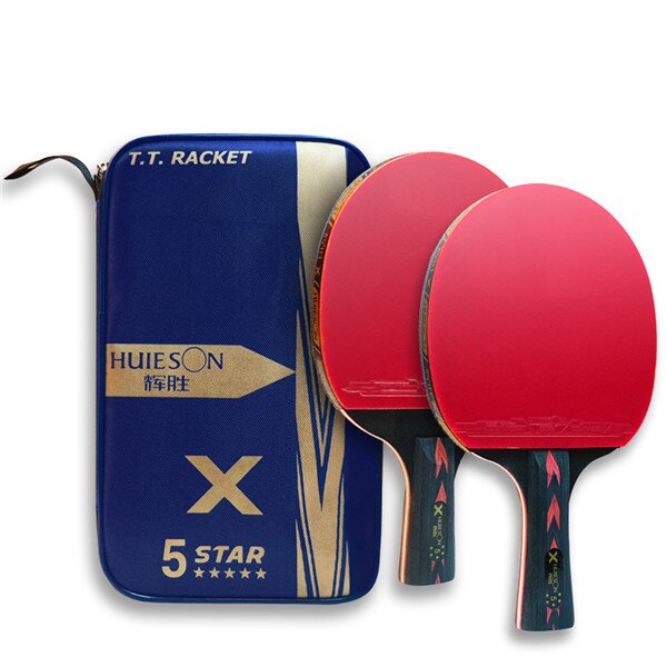 Huieson-Tabla de carbono de 5 estrellas conjunto de raqueta de tenis, potente pala de Ping Pong, bate de buen Control, ligero para adolescentes, entrenamiento, 2 uds.: 1 FL 1 CS Handle