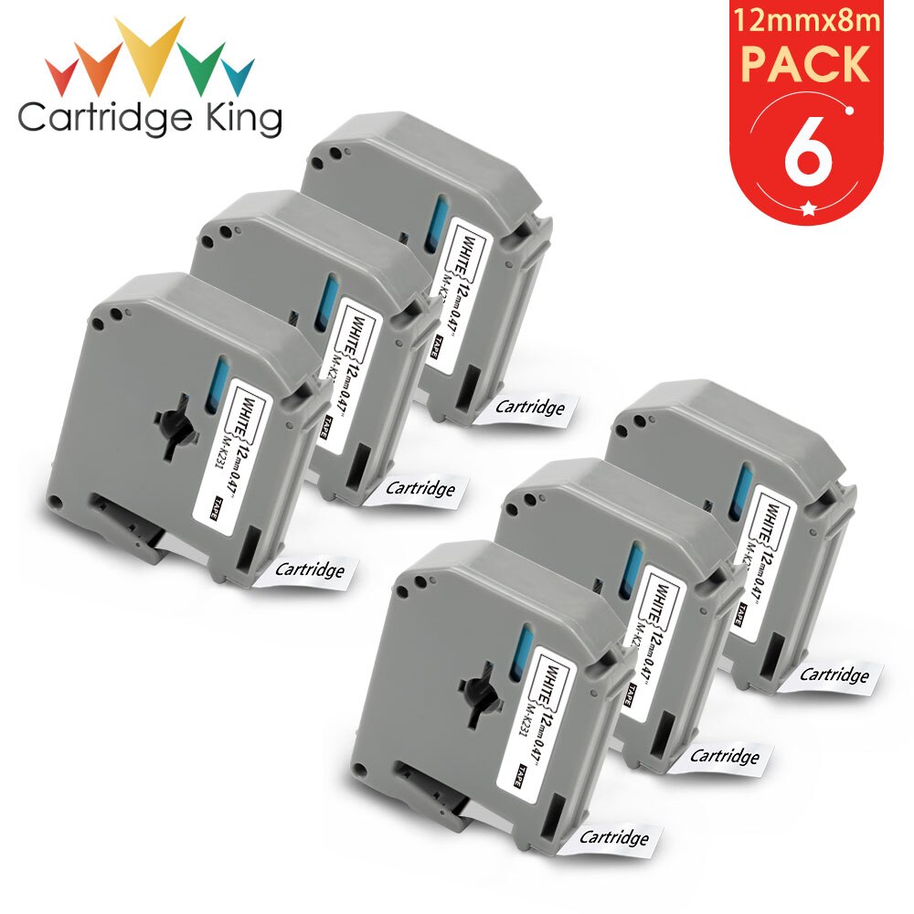 6PK MK-231 for Brother MK Label Tape MK231 MK 231 Black on White 12mm*8m for Brother P touch PT-M95 PT-65 PT-70 PT-80 PT-80