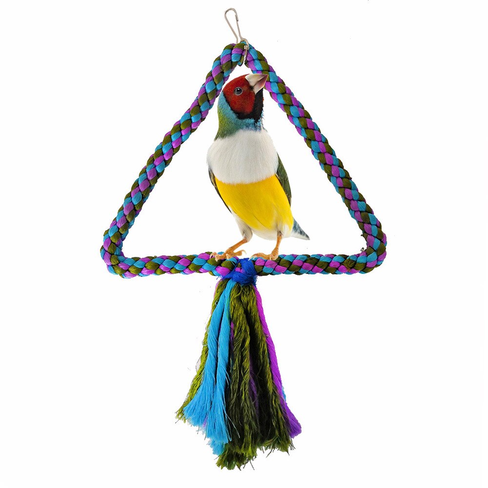 Bird Toy Woven Cotton Rope Parrot Swing Toy Funny Geometric Bird Stand Chewing Rack Parrot Hanging Playing Toys Bird Accessories