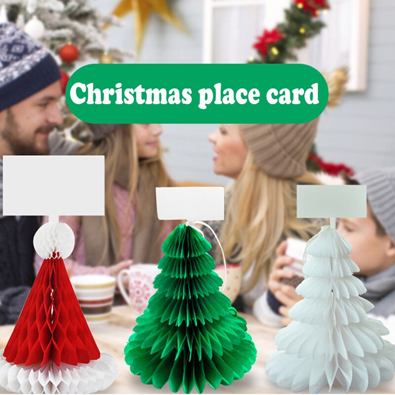 4 stk juletræsformet sted papirkort xmas hat stedskortholdere sæde navn guide borddekoration hjemmefest 3d krans