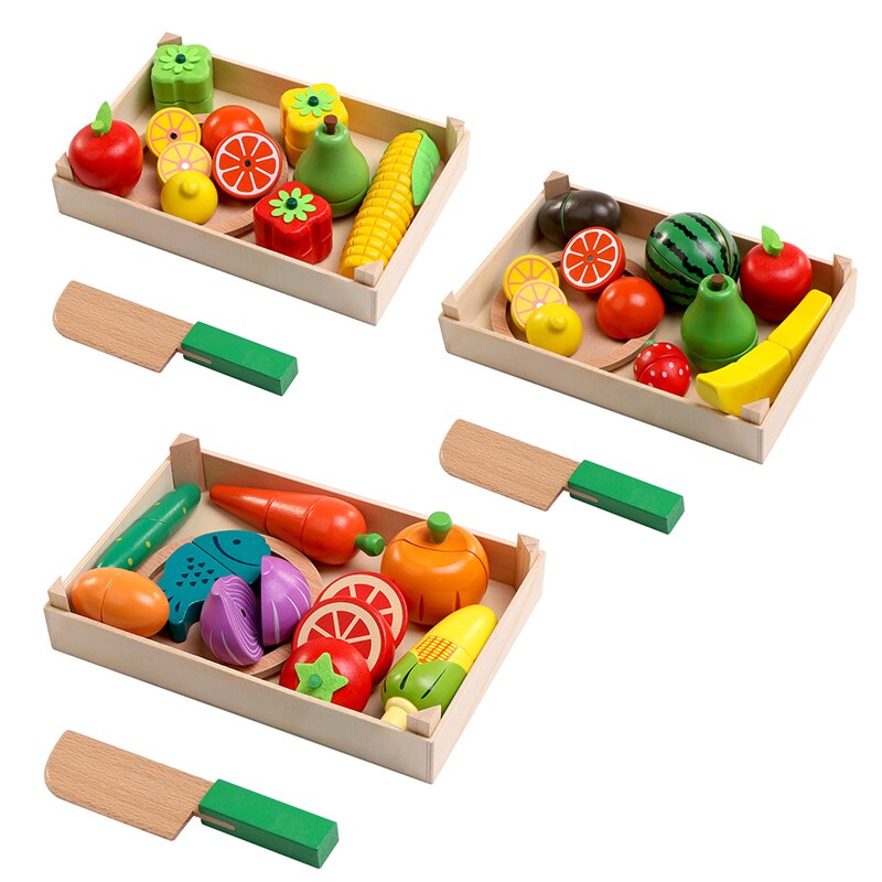 Holz Baby spielzeug Schneiden Obst Gemüse Spielen miniatur Lebensmittel freundlicher Holz Baby früer bildung echt leben cosplay küche lebensmittel spielzeug