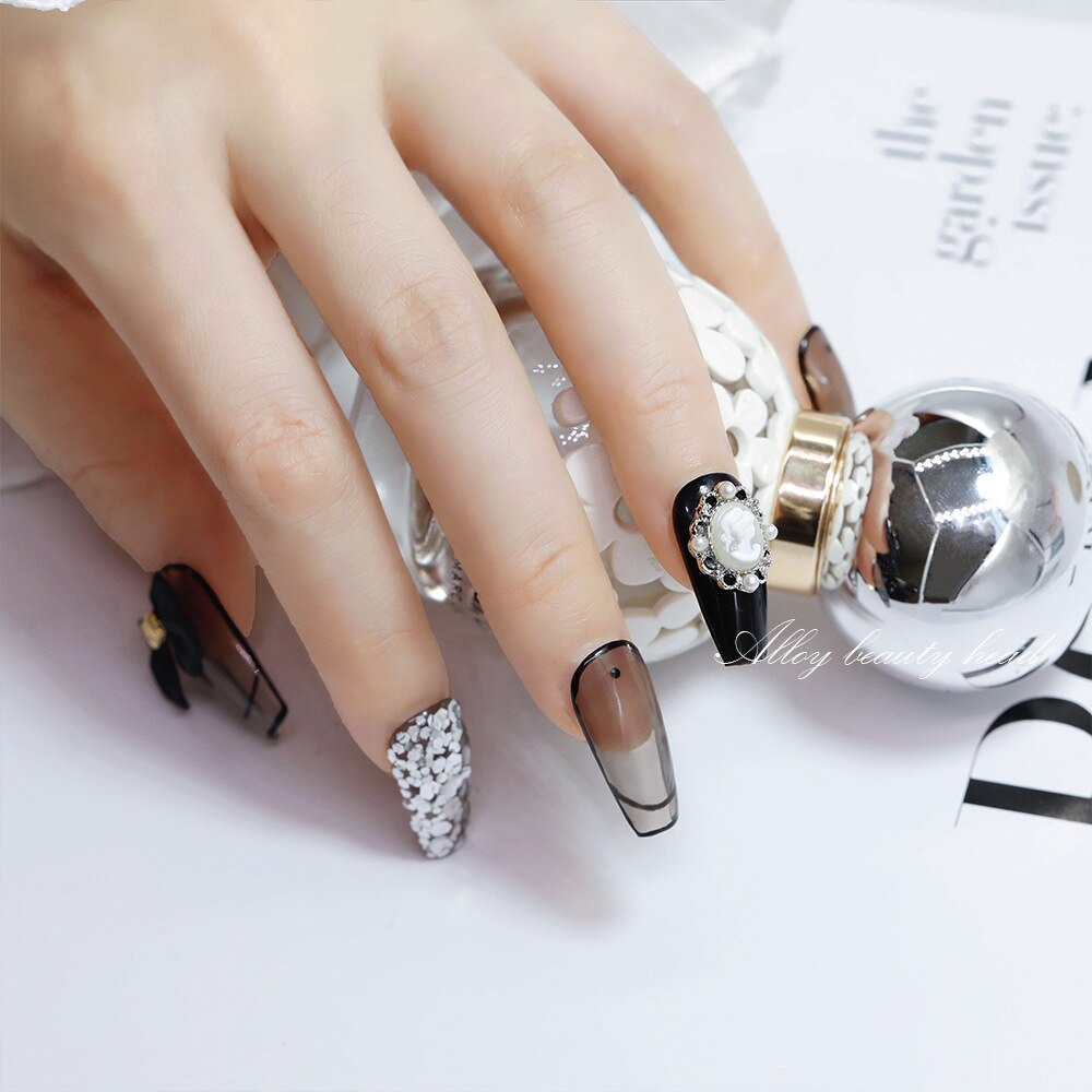 5 uds barroco Vintage belleza cabeza decoración de uñas accesorios de joyería dijes diamantes de imitación perla Metal suministros de manicura herramienta