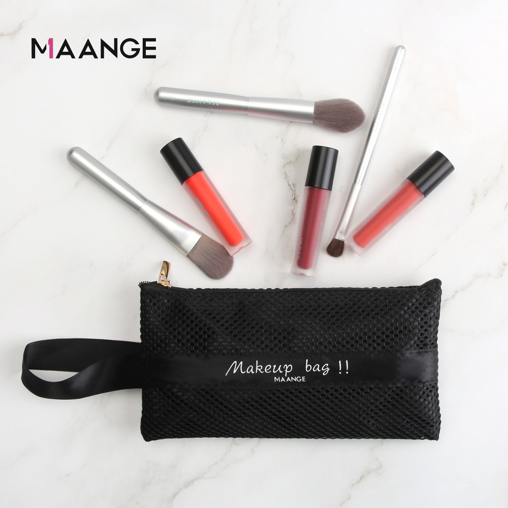 1 stk makeup børste taske bærbar kosmetik rejse børster holder etui skønhed børste taske med lynlås taske makeup værktøjer