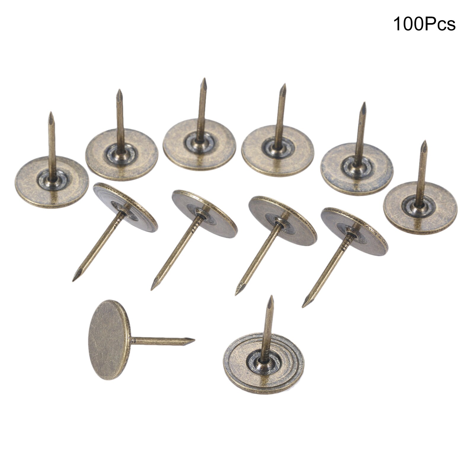 Chinchetas de Metal de cabeza redonda plana para tapicería, tachuelas clásicas de bronce antiguo/oro, 15x19mm, decoración de sofá, 10-100 Uds.: 100PCS Antique Bronz