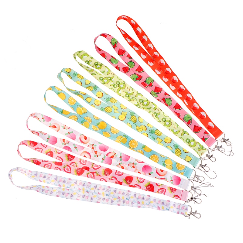Cordón de fruta para colgar llaves, tarjeta de identificación, gimnasio, correas para teléfono móvil, insignia y sujección de USB, bricolaje, 1 ud.