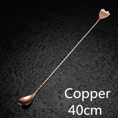 40cm Stainless Steel Cocktail Bar Spoon Japanese Style Best Bartender Bar With Strainer Tail Silver Copper Gold Barware: Copper 40cm