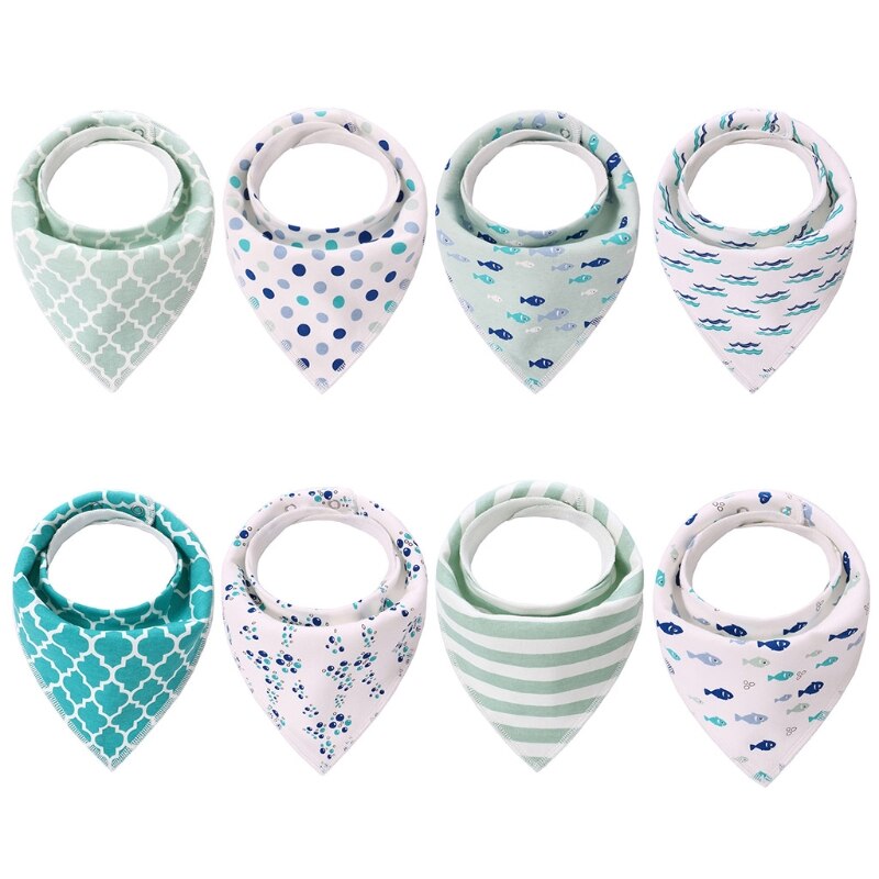 8 Pcs Baby Newborn Feeding Bibs Soft Cotton Saliva Towel Toddler Triangle Scarf: 4