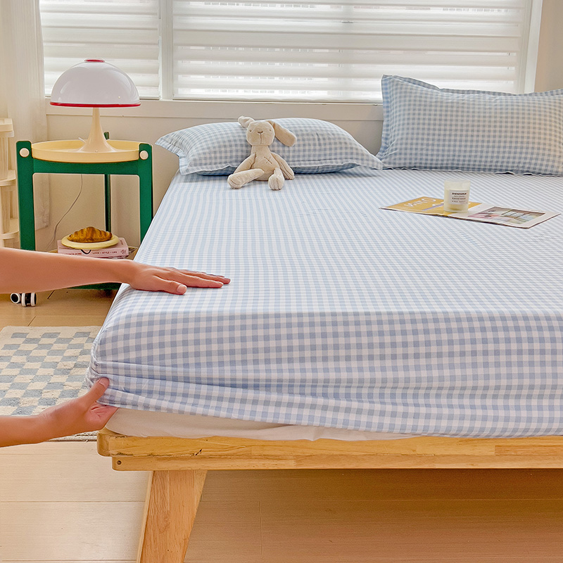 Plaid Pattern Bed Sheets Fitted Sheet Non Slip 침대패드 Bedspread With Elastic Band Mattress Cover (no Pillowcase) Double Bed Sheets
