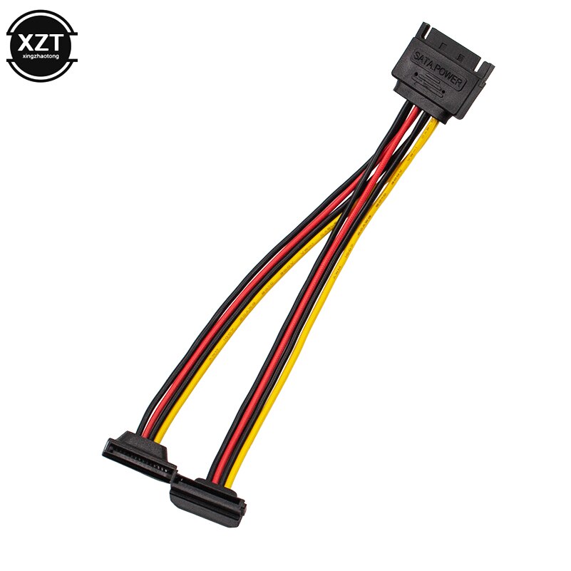 Sata Power Cable 15 Pin Male to 2 x 15Pin Female Adapter Sata Cable 90 Degree For HDD Hard Drive l1206#2