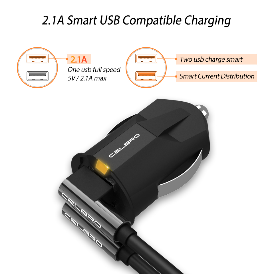 Kleinster dual-usb-kfz-ladeadapter, mini- 2a- usb-kfz-ladegerät für iphones und mobiltelefone, 2- port-autoladegerät