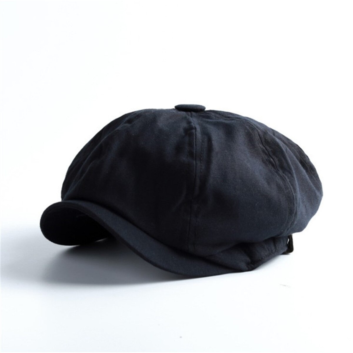 Men Vintage Painter Beret Hats Summer Octagonal Newsboy Cap Cabbie Lvy Flat Hat: M (56-58cm) Black