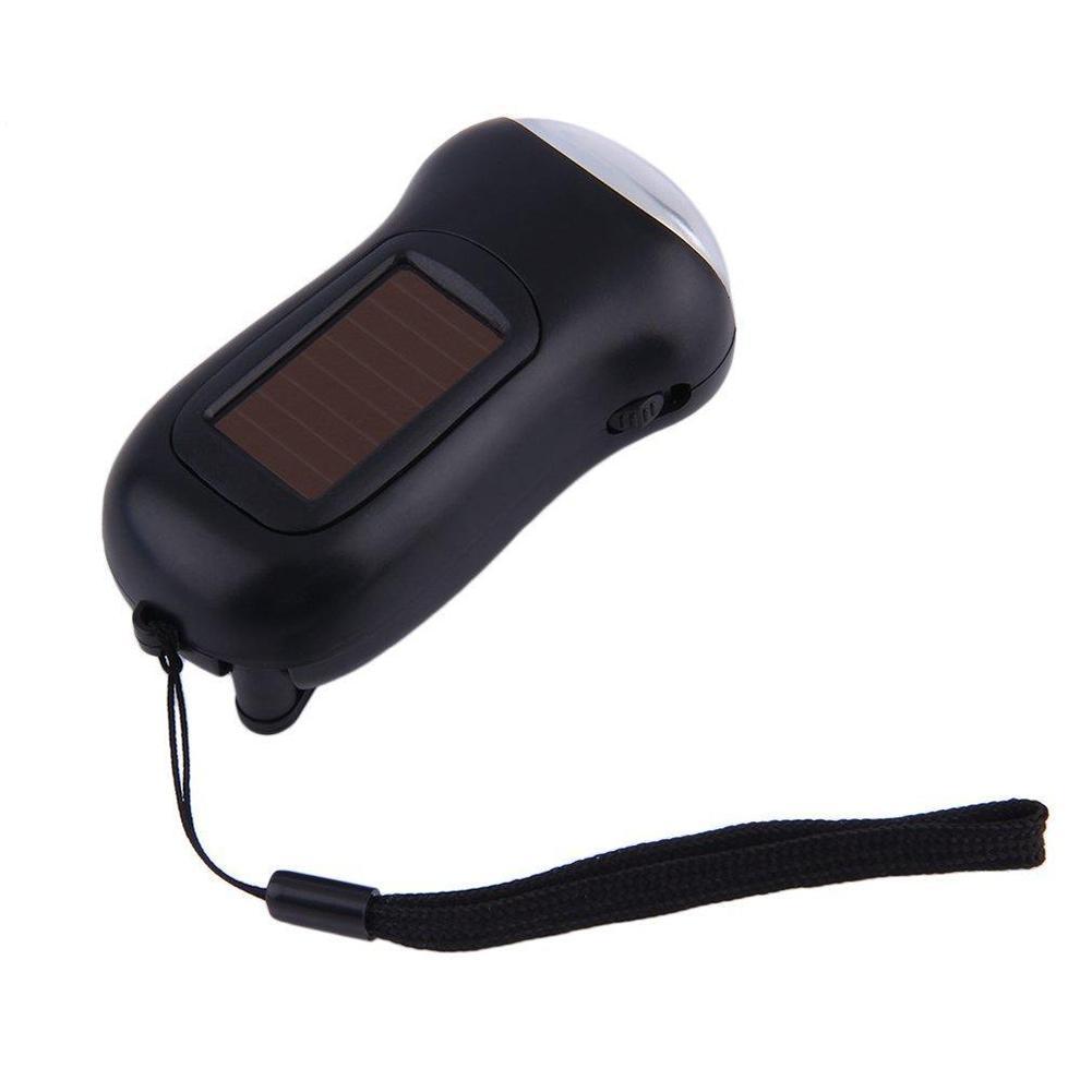Mini Tragbare Handkurbel Dynamo LED Solar- angetrieben Taschenlampe Camping Taschenlampe