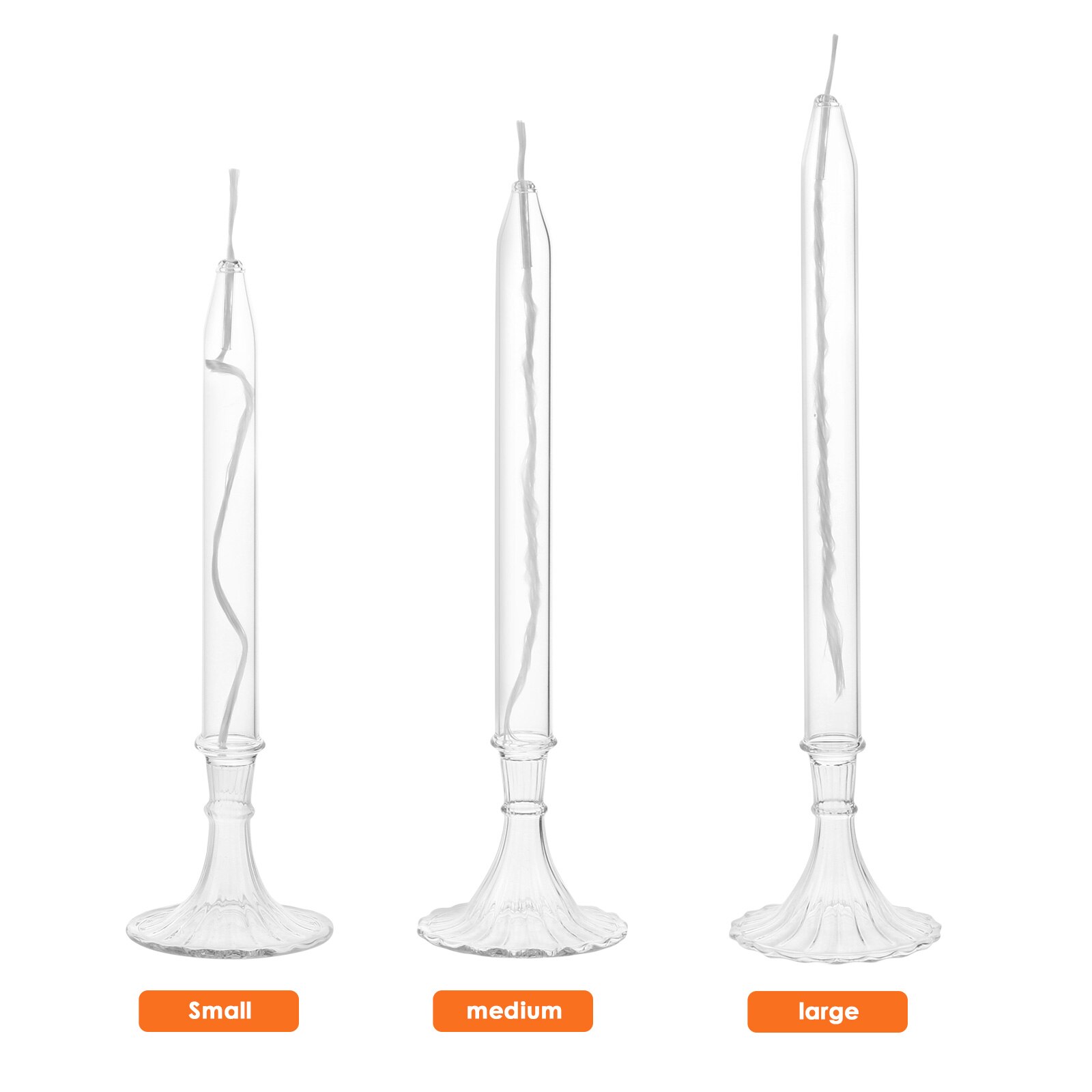 2pcs Glass Oil Candle Transparent Oil Lamp Refillable Glass Pillar Candle Oil Lamp