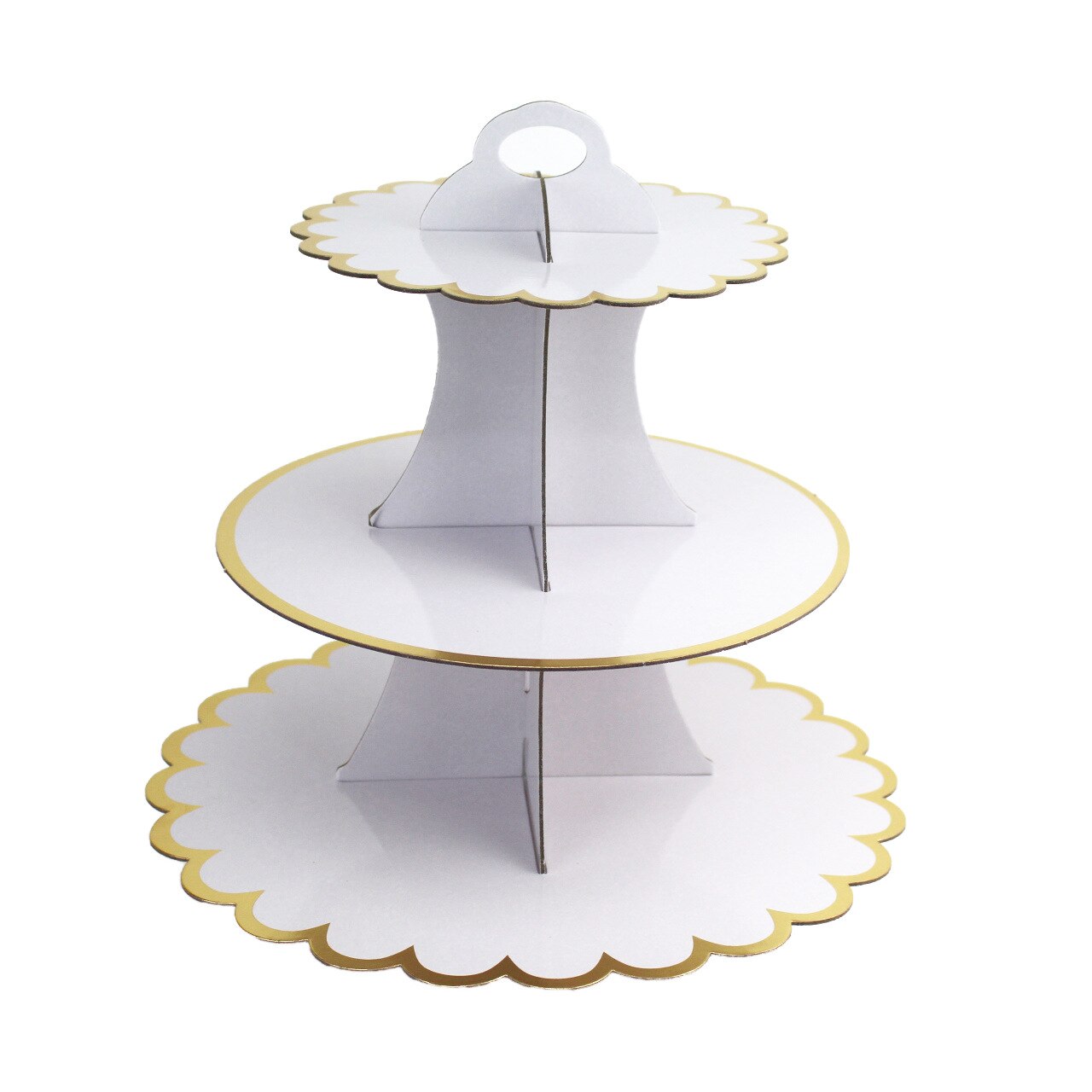 3- stöckiger cupcake-ständer, nachmittagstee, hochzeitsteller, partygeschirr, einweg-kuchenständer, turm, geburtstagsdekoration: Weiß