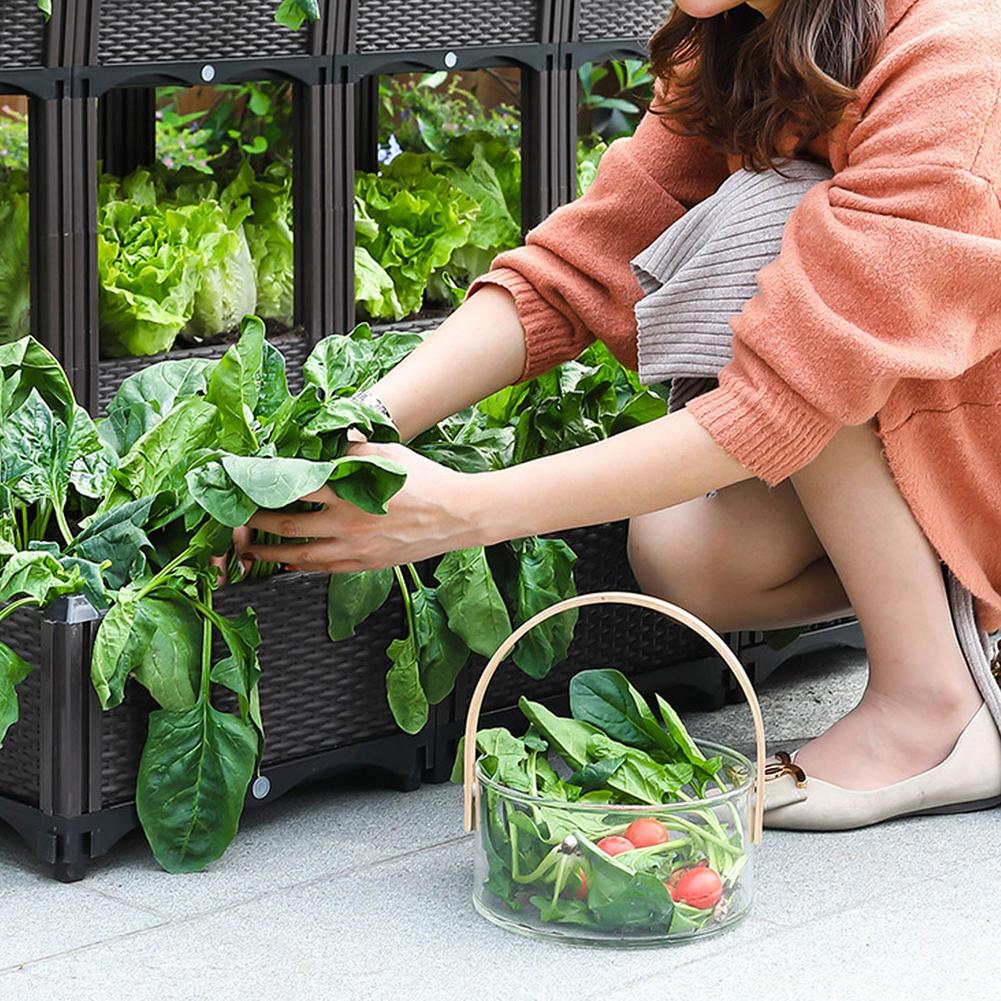 European Family Balcony Vegetable Pot Modern Planting Box Rectangle Family Balcony Plastic Flower Pot Raised Garden Bed