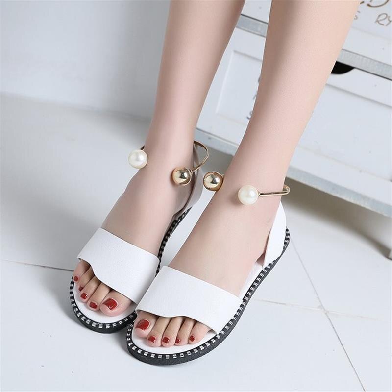 Zomer Vrouwen Sandalen Slip Peep Toe Slingback Schoenen Rome Dames Effen Metalen Decoratie Casual Vrouwelijke Modeschoenen