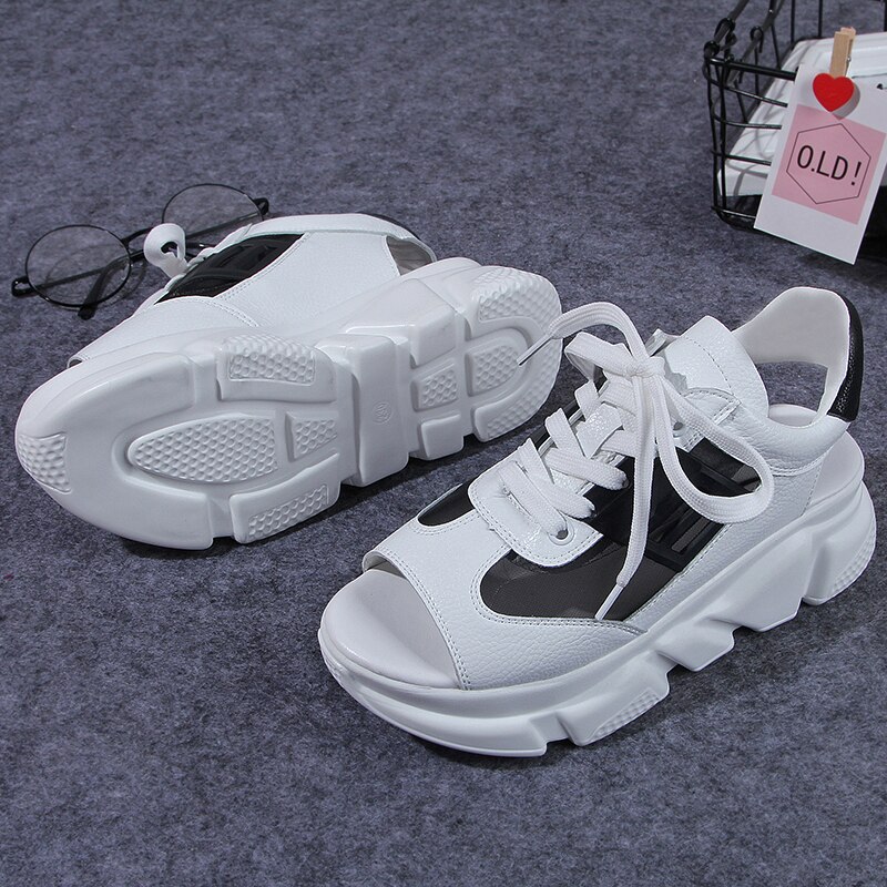 Dames sandalen plateau wedges damesschoenen dikke hak veter sandalen vismond sandalen zomer stijl slippers