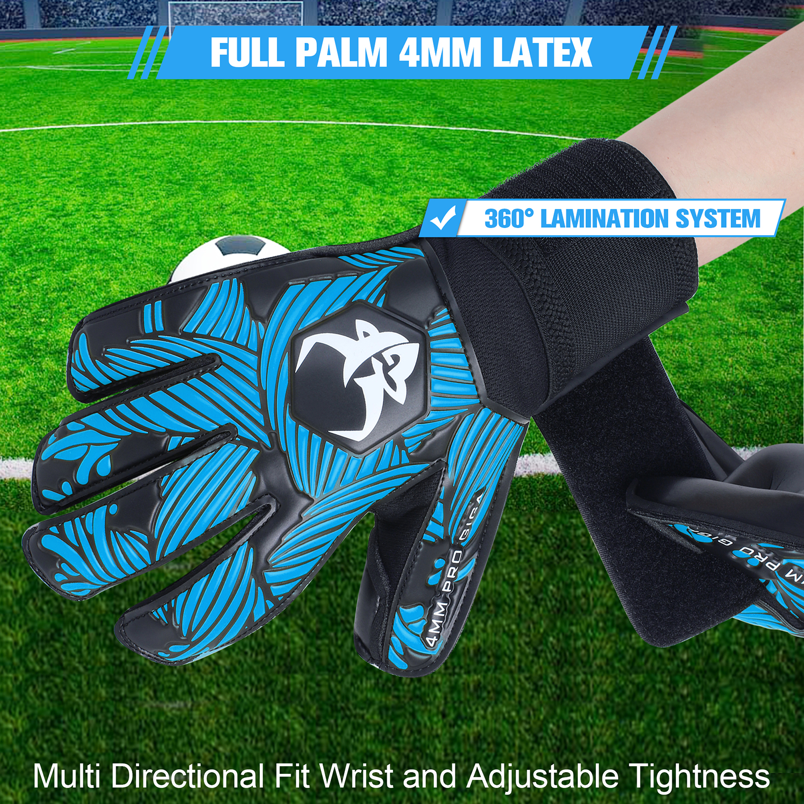 Keeper Keepershandschoenen Voetbalhandschoenen met sterke grip, vingerbescherming en 4+3MM latex voor kinderen, jeugd en volwassenen