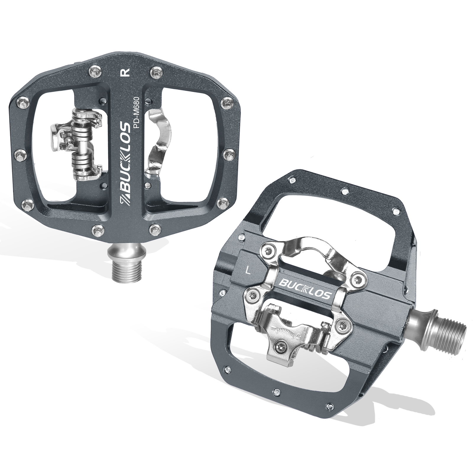BUCKLOS Pedals Contact MTB Bike Cleat Pedal Flat Dual Function Mountain Bike Pedal Fit SPD System Bearing Bicycle Platform Pedal: Burgundy