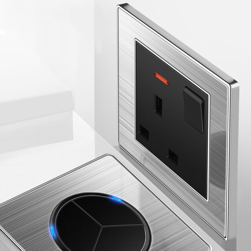 Avoir Universal Socket Multifunction 3 Hole 5 Hole Socket Power Wall Socket Switch Control Socket Stainless Steel Panel