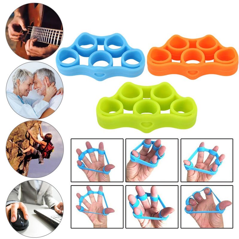 Silicone Finger Gripper Strength Trainer Resistance Band Forearm Hand Grip Wrist Yoga Stretcher