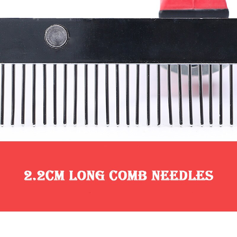 Peine tipo rastrillo para mascotas con mango de plástico para perros y gatos grandes, multifunción, masaje, baño, cepillo para quitar el pelo, peines rojo