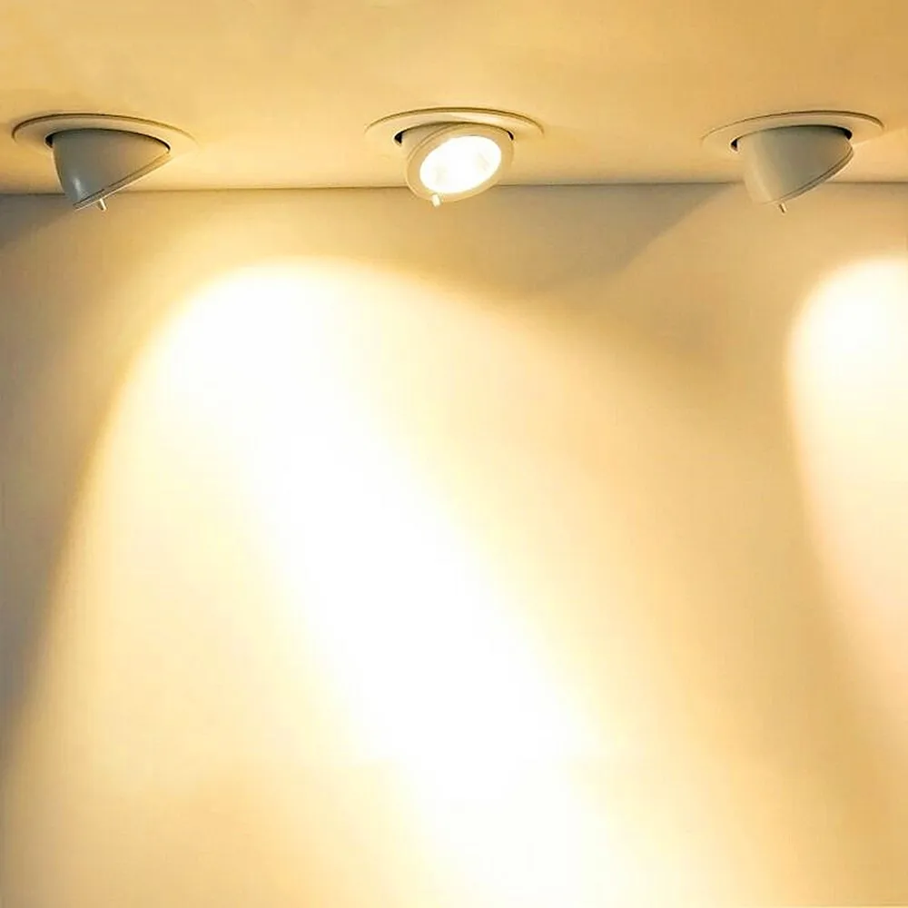 Dimbare led-downlight met 360 draaibare hoeken , 12w 7w 20w inbouwspots,  ac85-265v winkelspots, binnenvitrines