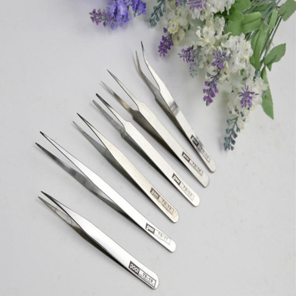 Anti-Static Stainless Steel Tweezer Set Maintenance Repair Tool Kit Anti Static Model Making Tool Hand Tool Set 6 pcs