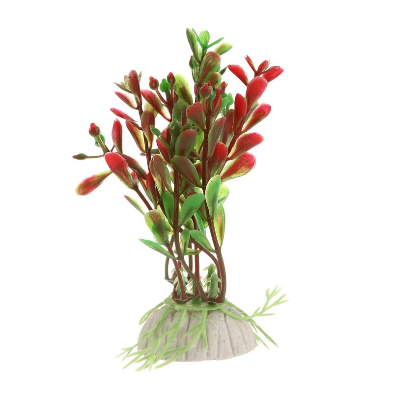 10 X Gemengde Kunstmatige Aquarium Fish Tank Water Plant Plastic Decoratie Ornament Met 12 X Kat Kraag En Bel