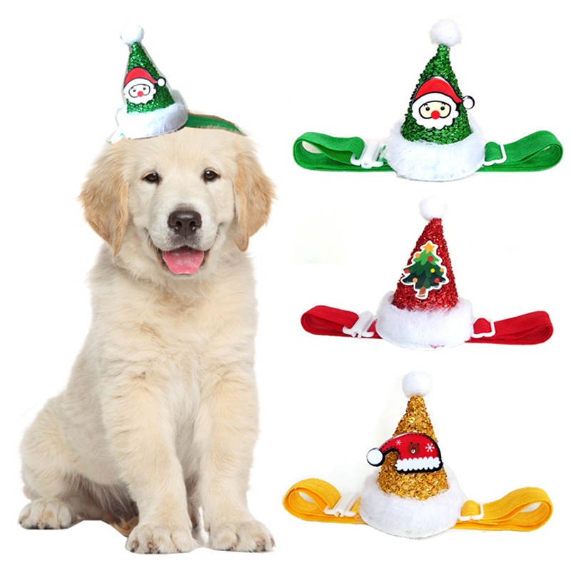 Kæledyrs hat til julepynt hund kat sød hovedbeklædning med justerbar rem hund cosplay kostume klud kæledyr år