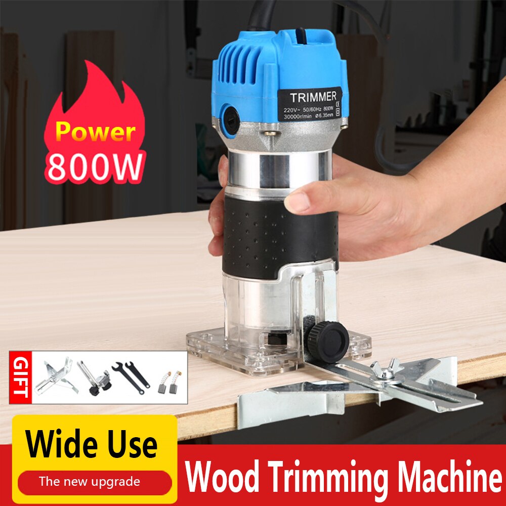 EU UK US Plug Woodworking Electric Trimmer Wood Milling Engraving Slotting Trimming Machine Carving Machine Router Wood: blue / AU Plug