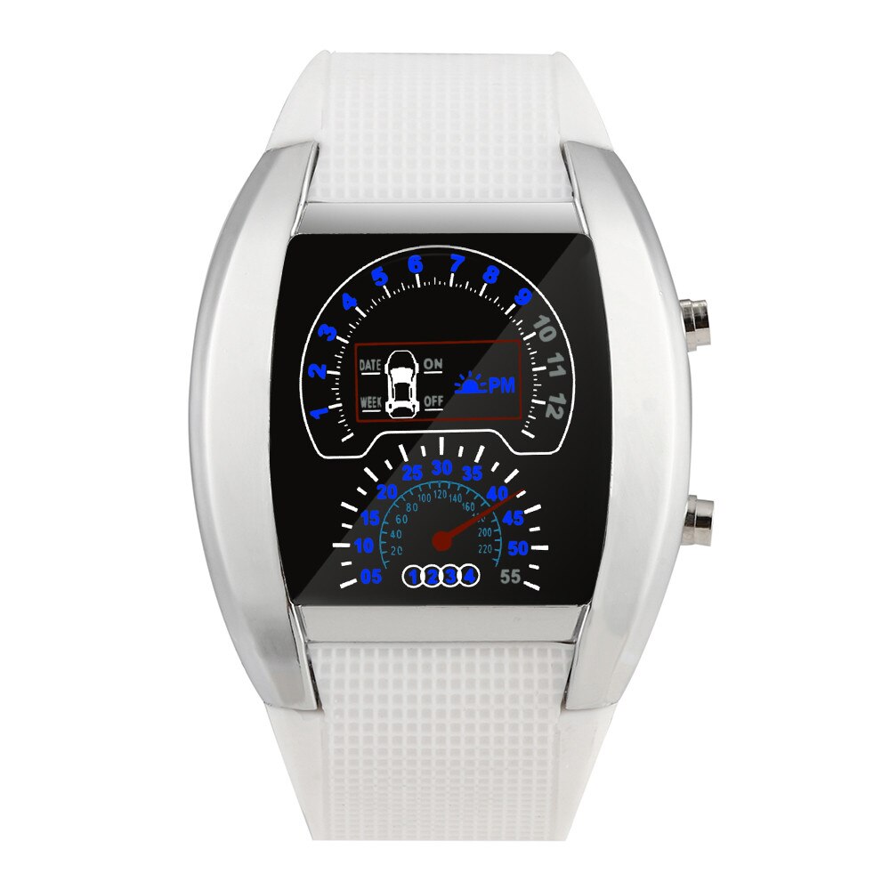 ! Reloj LED para hombre, a la reloj Digital, luz Flash Turbo, velocímetro deportivo para coche, medidor de Dial, reloj para correr