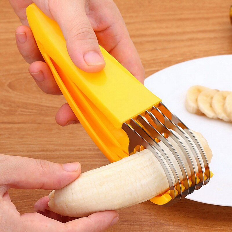 Keuken Gadgets Plastic Banana Slicer Cutter Fruit Groente Gereedschap Salade Maker Koken Gereedschap Rvs Fruit Gereedschap