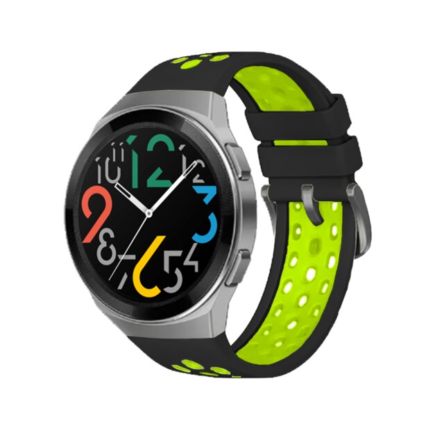 Officiële Twee-Kleur Siliconen Band Voor Huawei Horloge Gt 2e Originele Gewijd Jeugd Edition Horloge Band Voor Horloge Gt 2E Accessoires: Black Green