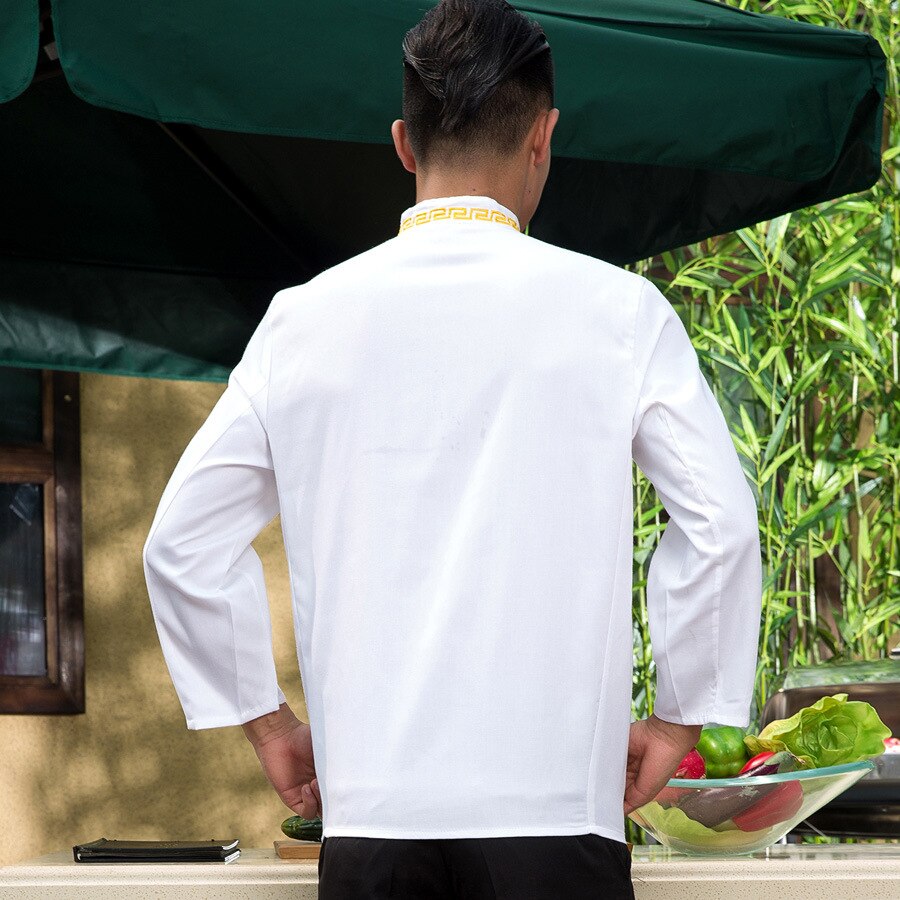 Hotel kokkeuniform lange ærmer tøj catering køkken tøj restaurant mad service kokkejakke kok uniform b -5567